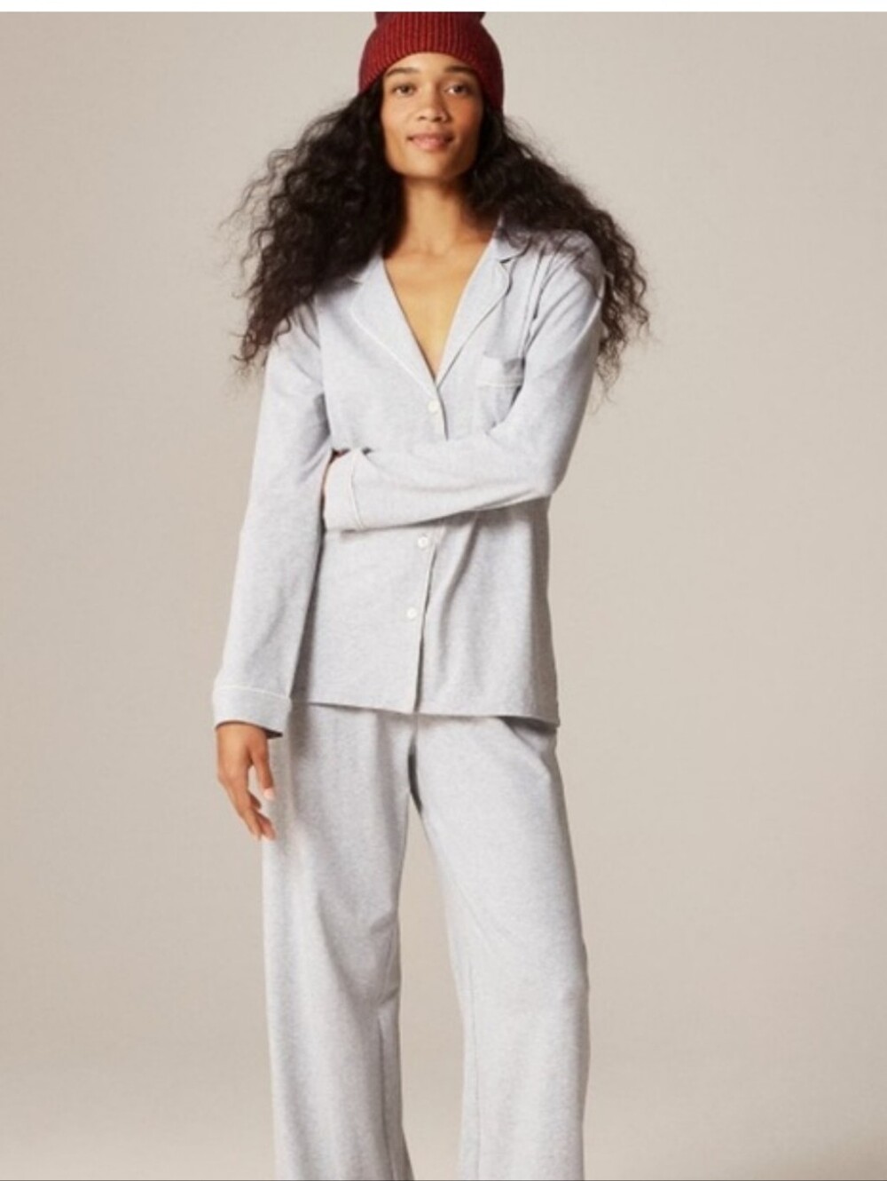 J crew Dreamy Heather Grey CC660 cotton-blend pajama TOP Only S Small